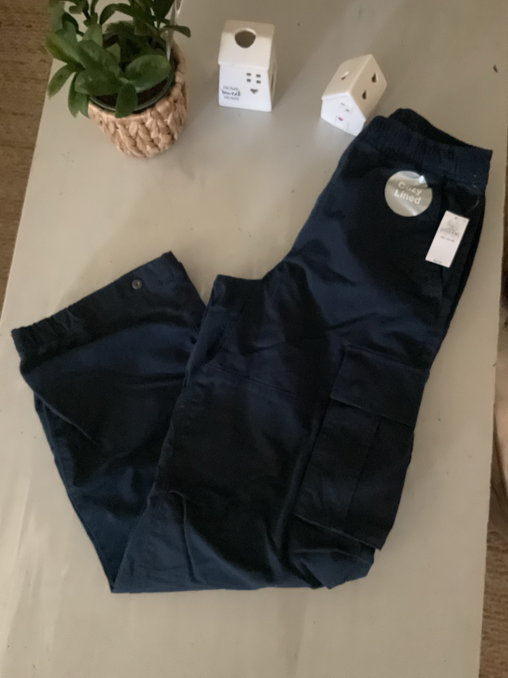 NWT GAP Boys Navy Blue lined Cargo Joggers